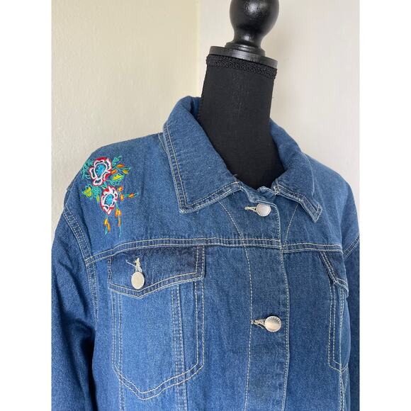VTG Tudor Court Women's Denim Embroidered Floral Lagenlook Western Jacket 3X - Picture 5 of 12